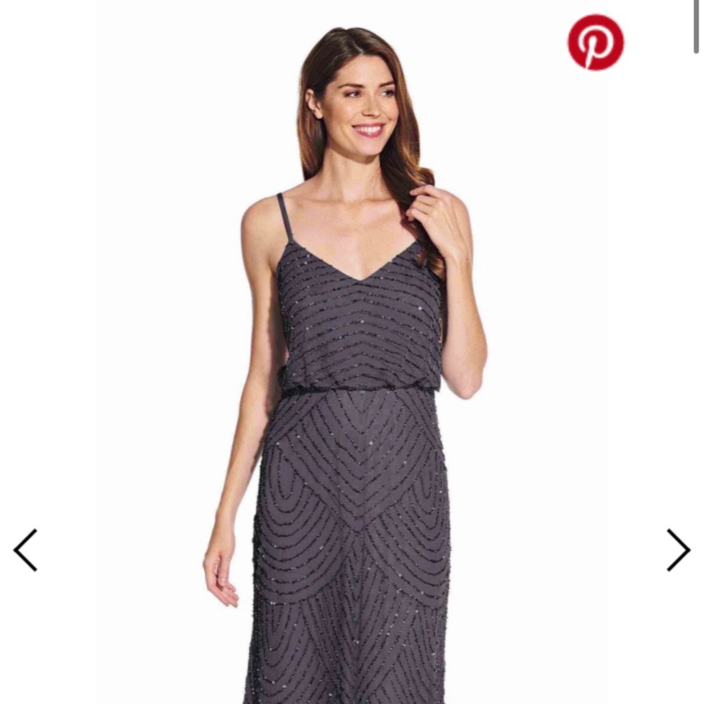 Adrianna Papell Art Deco Blouson Beaded Gown